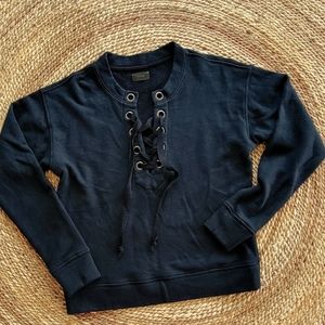 MOTHER The Tie Up Easy Black Oversized XS Sweatshirt